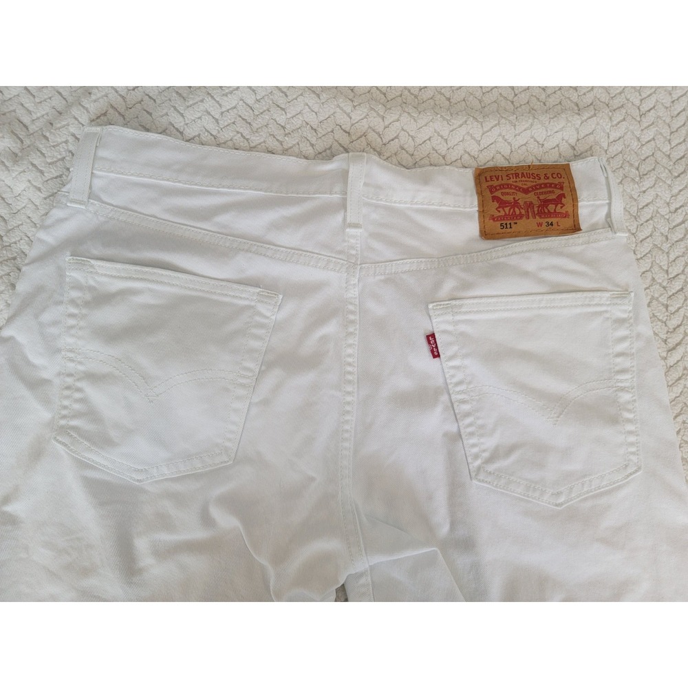Levi's 511 White Cut-Off Distressed Shorts Mens Size 34x11 White Denim - Picture 5 of 8